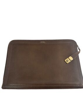 Renwick vintage Soft Touch Hide Leather Portfolio Push Clasp Document case